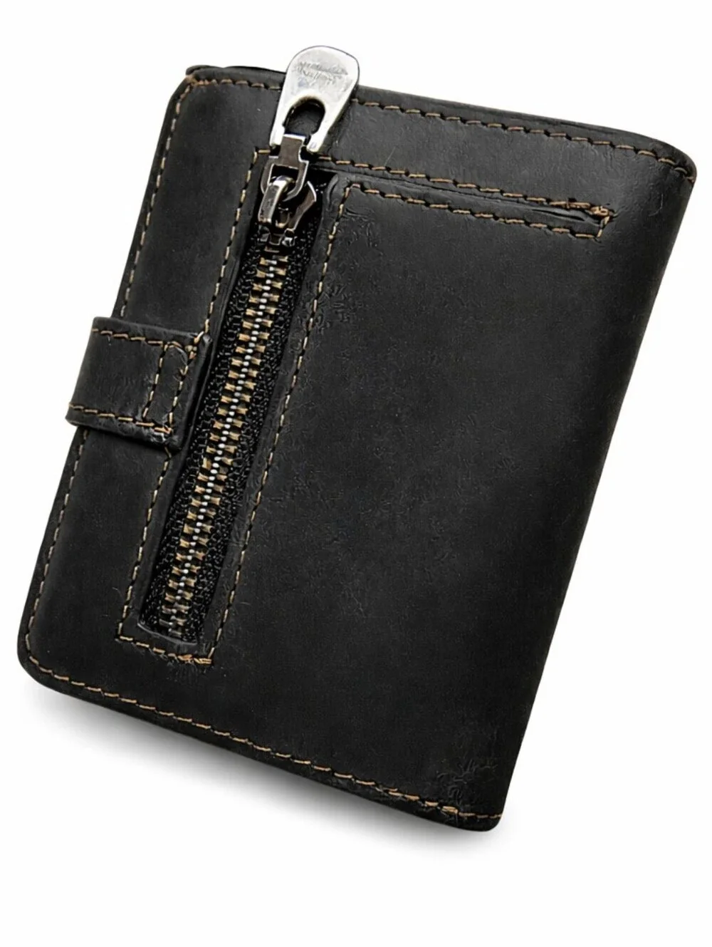 Classic Black Leather Key & Card Holder with Snap Strap